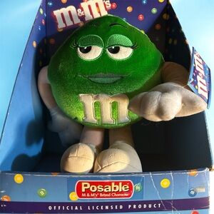 Vintage 1996 M&M'S Green Character Plush with Posable Limbs